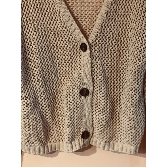 No Boundaries,Beige Crocheted Brown Button Down Sweater Cardigan 3XG (XXXL) (21) - Picture 5 of 17